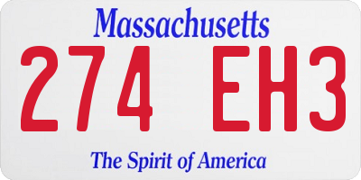 MA license plate 274EH3