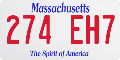 MA license plate 274EH7
