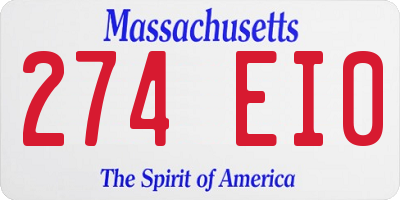MA license plate 274EI0
