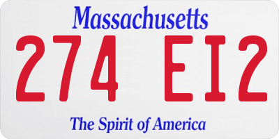 MA license plate 274EI2