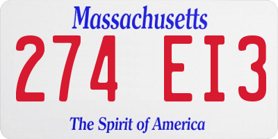 MA license plate 274EI3