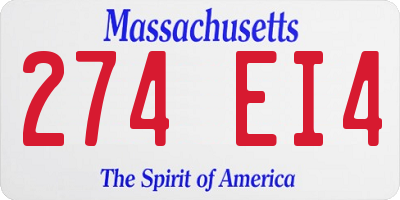 MA license plate 274EI4