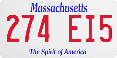 MA license plate 274EI5