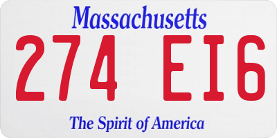 MA license plate 274EI6