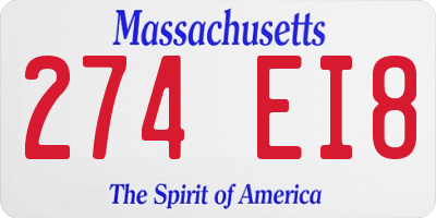 MA license plate 274EI8