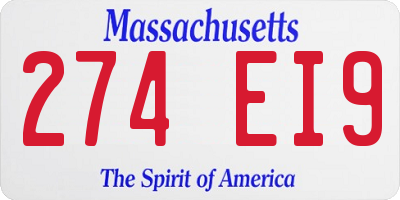 MA license plate 274EI9