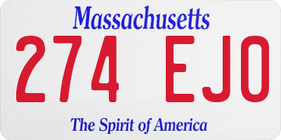 MA license plate 274EJ0