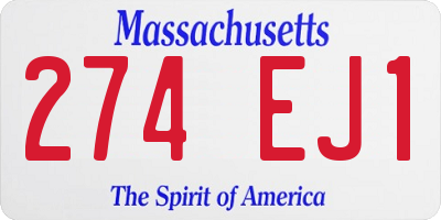 MA license plate 274EJ1