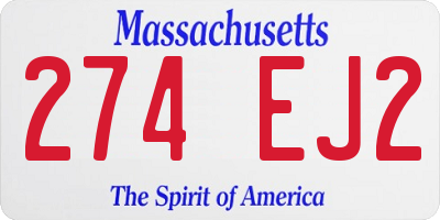 MA license plate 274EJ2