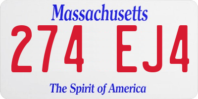 MA license plate 274EJ4