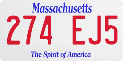 MA license plate 274EJ5