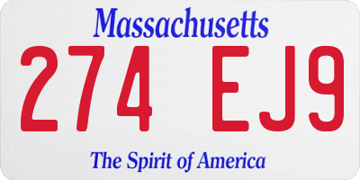MA license plate 274EJ9