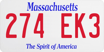 MA license plate 274EK3