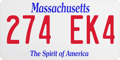 MA license plate 274EK4