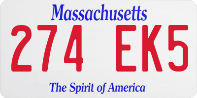 MA license plate 274EK5