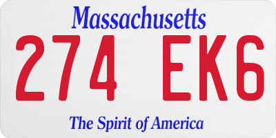MA license plate 274EK6