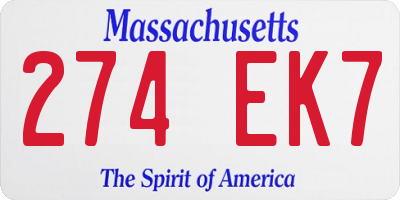 MA license plate 274EK7