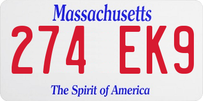 MA license plate 274EK9