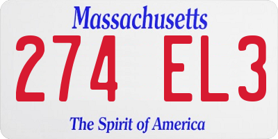 MA license plate 274EL3
