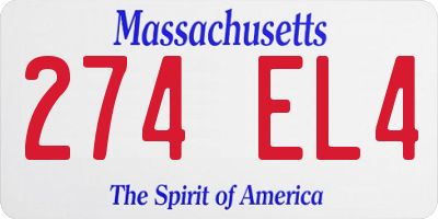 MA license plate 274EL4