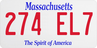 MA license plate 274EL7