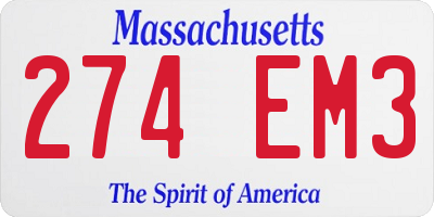MA license plate 274EM3