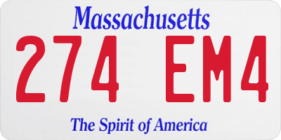 MA license plate 274EM4