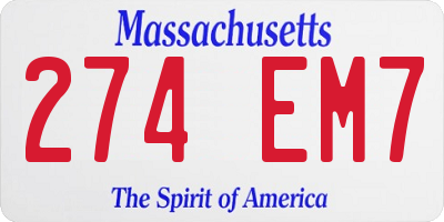 MA license plate 274EM7