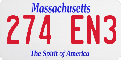 MA license plate 274EN3