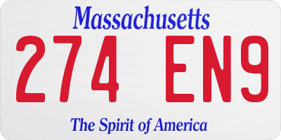 MA license plate 274EN9