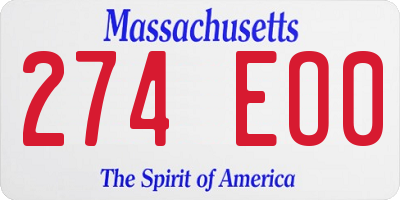 MA license plate 274EO0