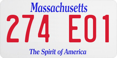 MA license plate 274EO1