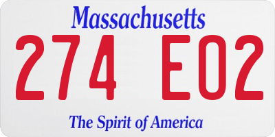 MA license plate 274EO2