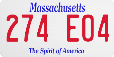 MA license plate 274EO4