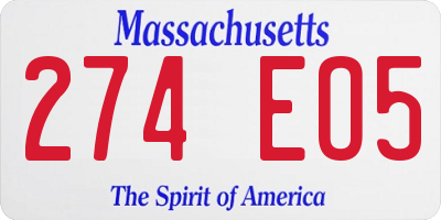 MA license plate 274EO5