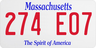 MA license plate 274EO7