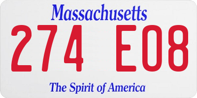 MA license plate 274EO8