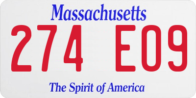 MA license plate 274EO9