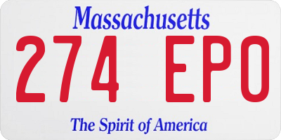 MA license plate 274EP0