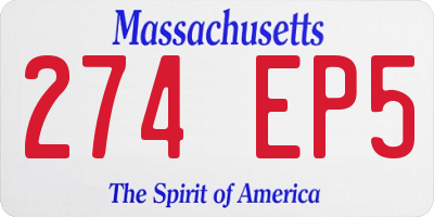 MA license plate 274EP5