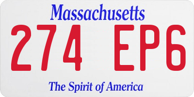 MA license plate 274EP6