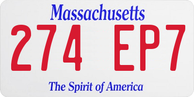 MA license plate 274EP7