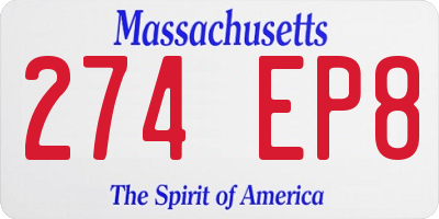 MA license plate 274EP8