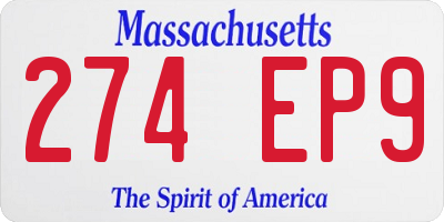 MA license plate 274EP9
