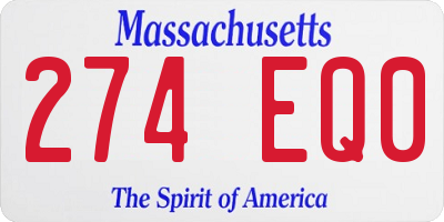MA license plate 274EQ0