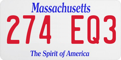 MA license plate 274EQ3
