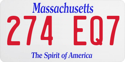 MA license plate 274EQ7