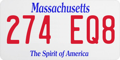 MA license plate 274EQ8