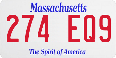 MA license plate 274EQ9