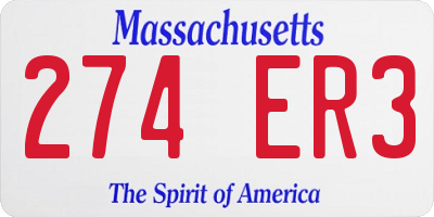 MA license plate 274ER3